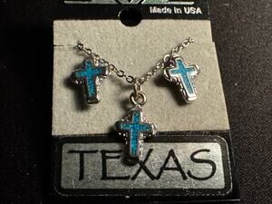 Texas Necklace & Earrings Turquoise Cross Vintage